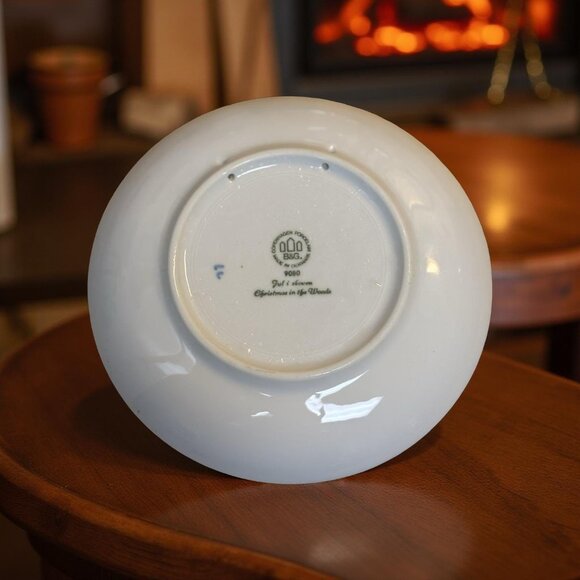 1980 Deer Plate – B&G Denmark Christmas “Jul i Skoven” – Blue & White Porcelain, - Picture 5 of 6